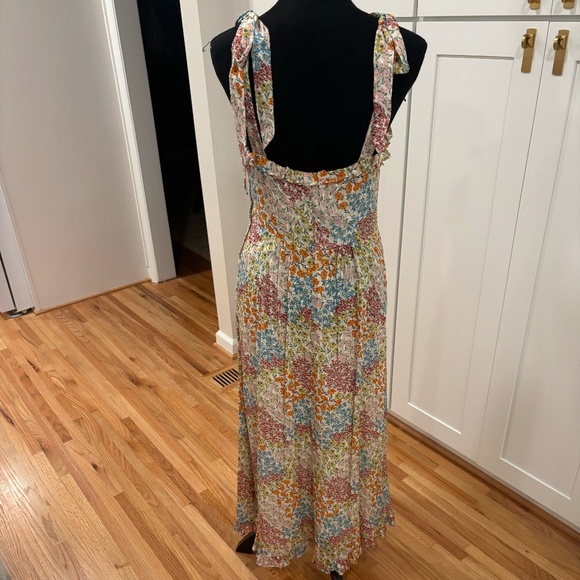 Like New Rebecca Taylor Floral Sleeveless Maxi Dress with Shoulder Ties, Size 6 - Picture 5 of 9